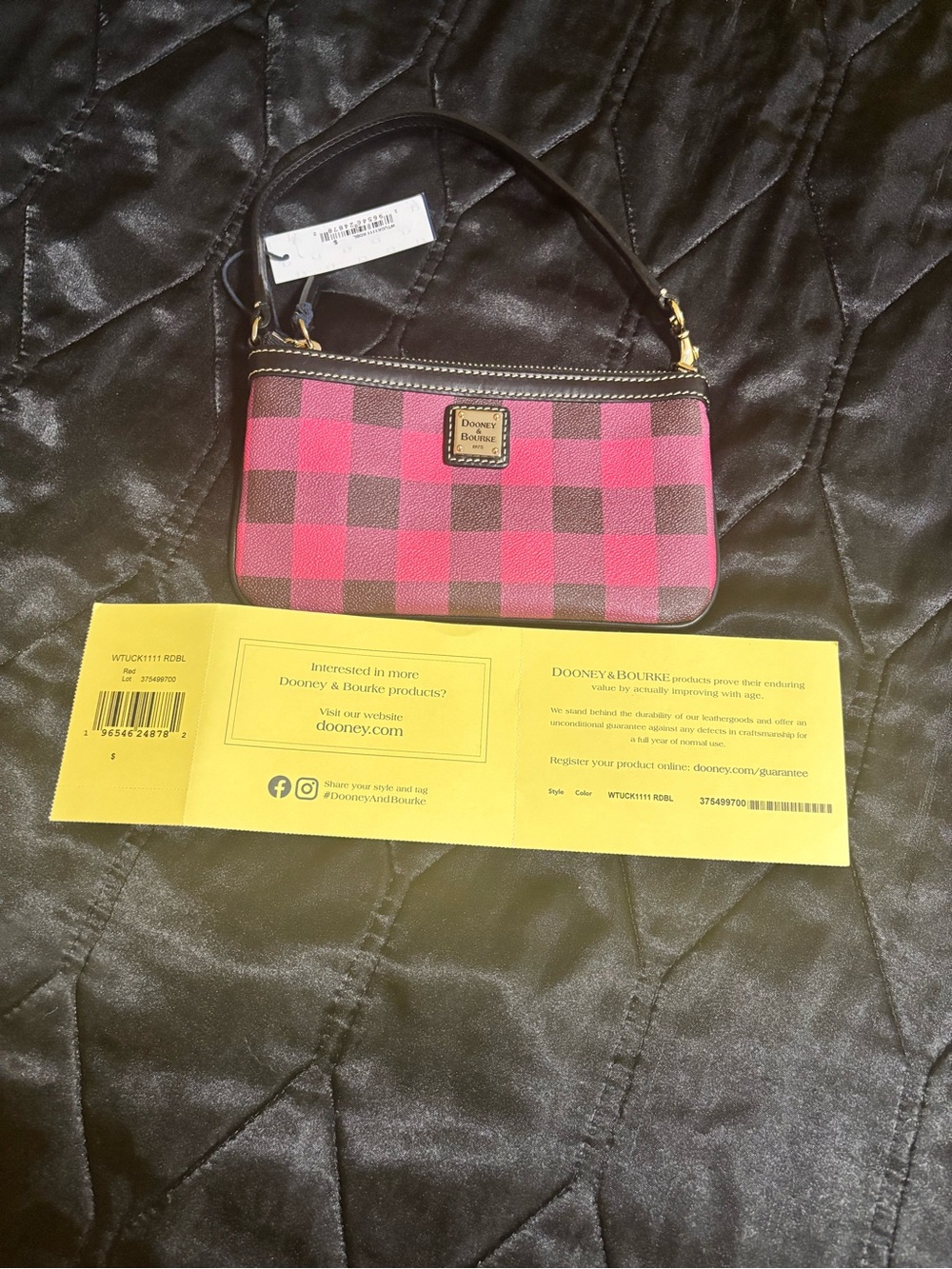 Dooney & Bourke Tucker Collection Pink Buffalo Plaid Wristlet - Picture 2 of 5